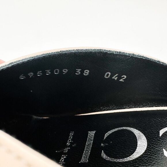 Gucci GG Neutral Leather Mules Heels Square Toe Sandals Size 38, 8 - Picture 9 of 15